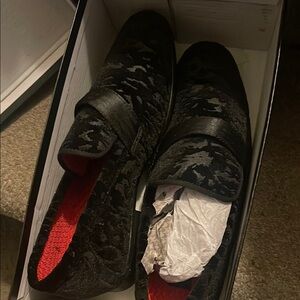 Boys Black Velvet Loafers